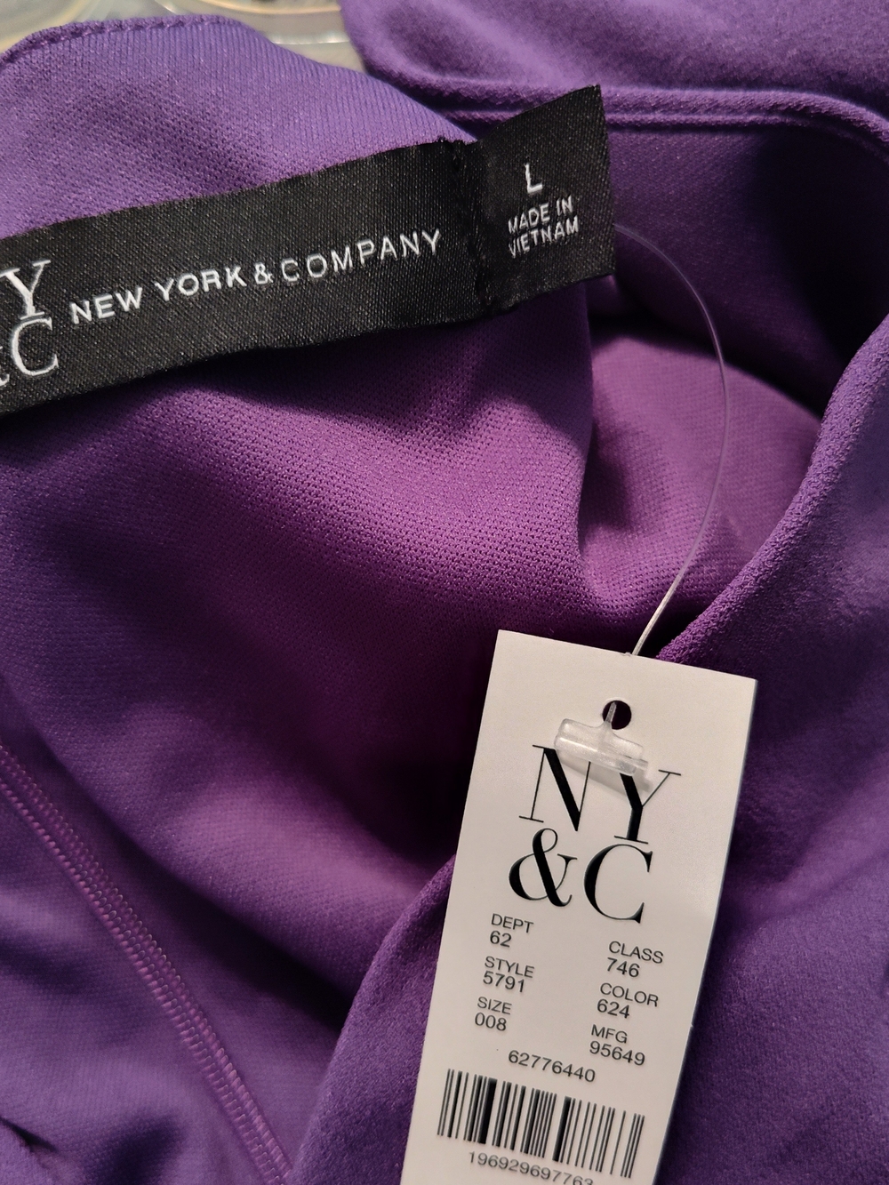 New York & Company Purple Sleeveless Wide-Leg Jumpsuit with Button Detail - Picture 4 of 4